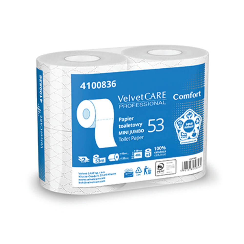 Papier toaletowy VelvetCare, 4100836, 2 waratwy,  celuloza, 53 m – biały