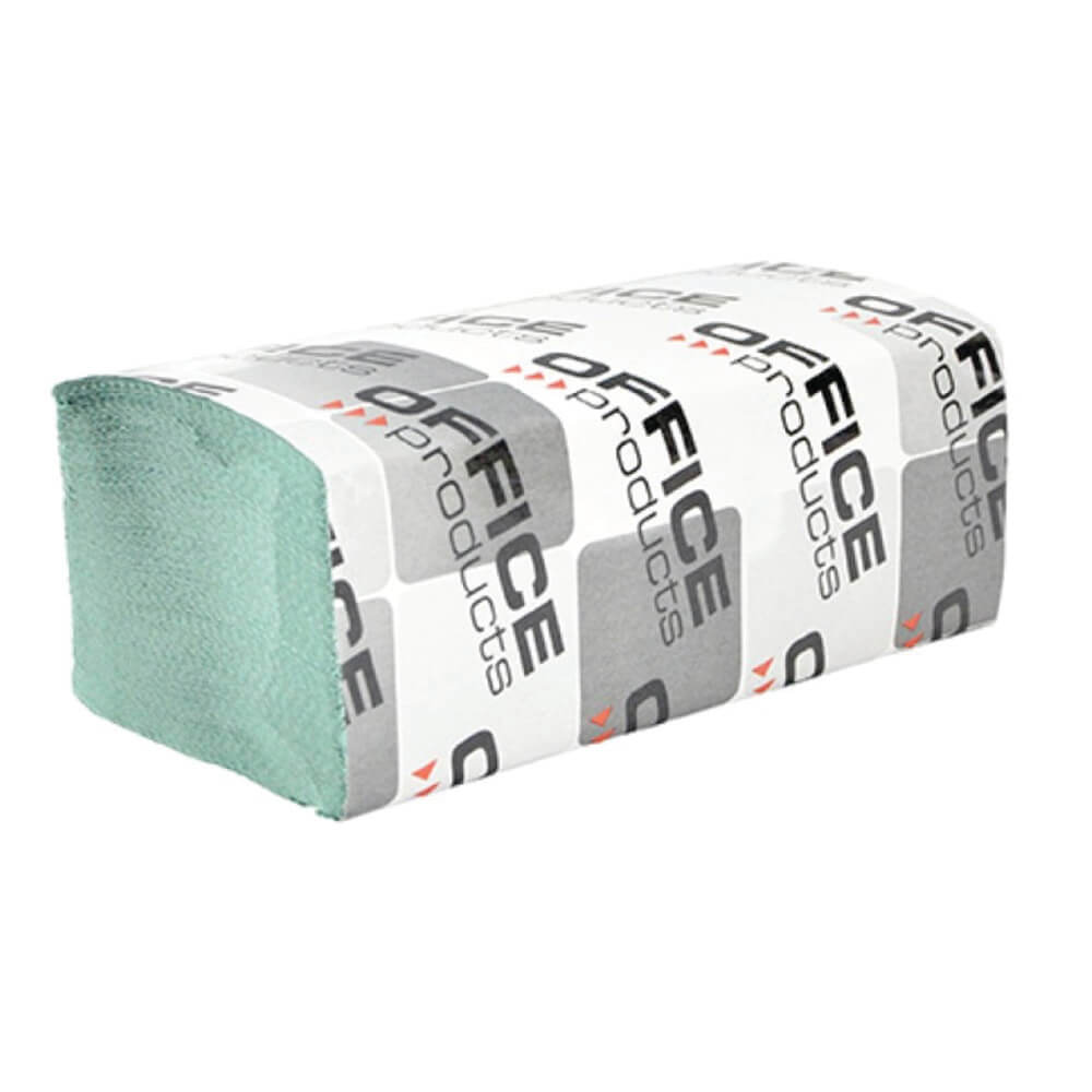 Ręczniki składane ZZ makulaturowe ekonomiczne OFFICE PRODUCTS, 1-warstwowe, 4000 listków, 20szt., zielone