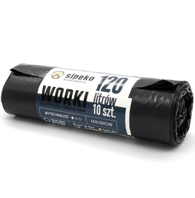Worki na śmieci SIPEKO 120L. czarny 10szt z taśmą