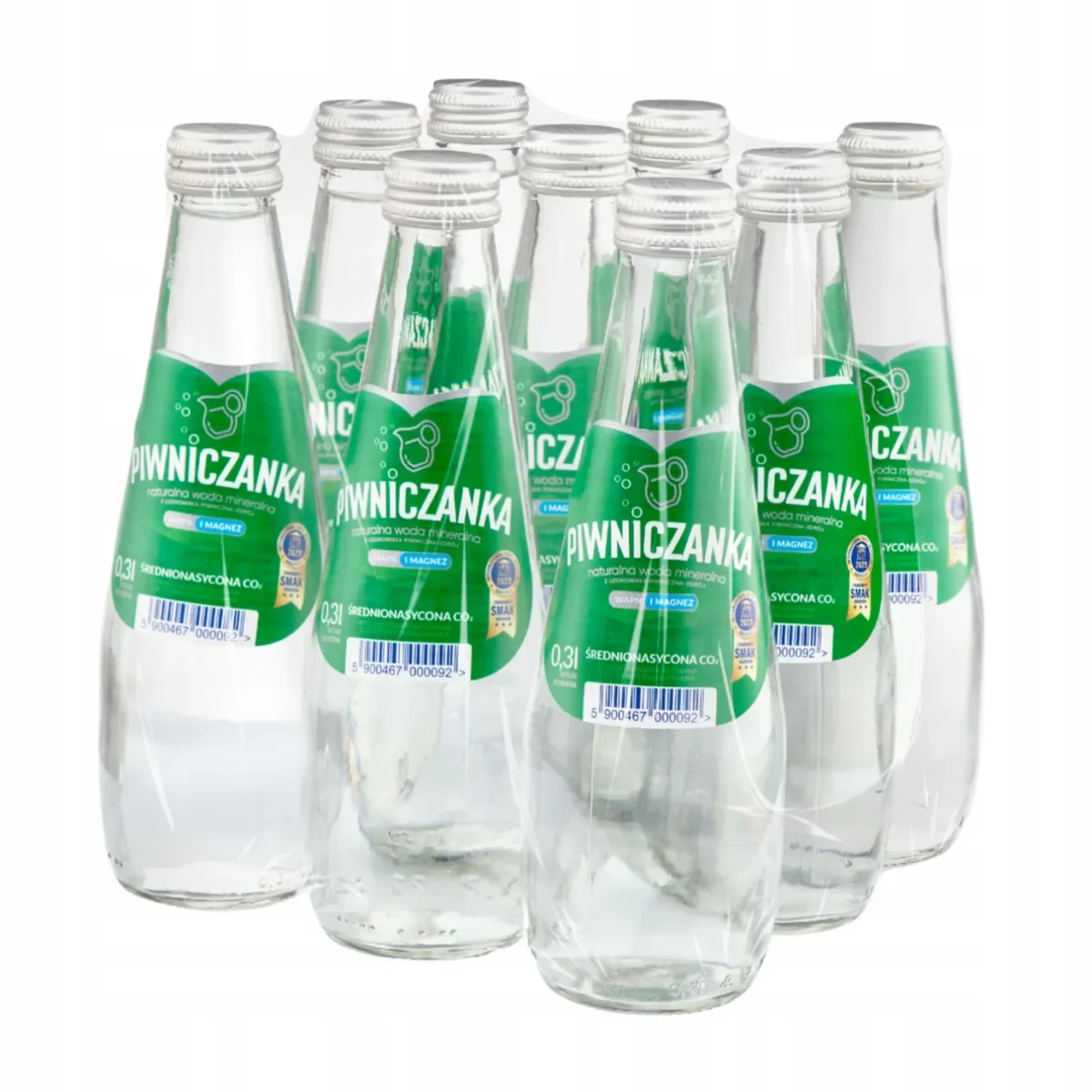 PIWNICZANKA Naturalna Woda Mineralna Średnionasycona CO2 w Szkle 300 ml